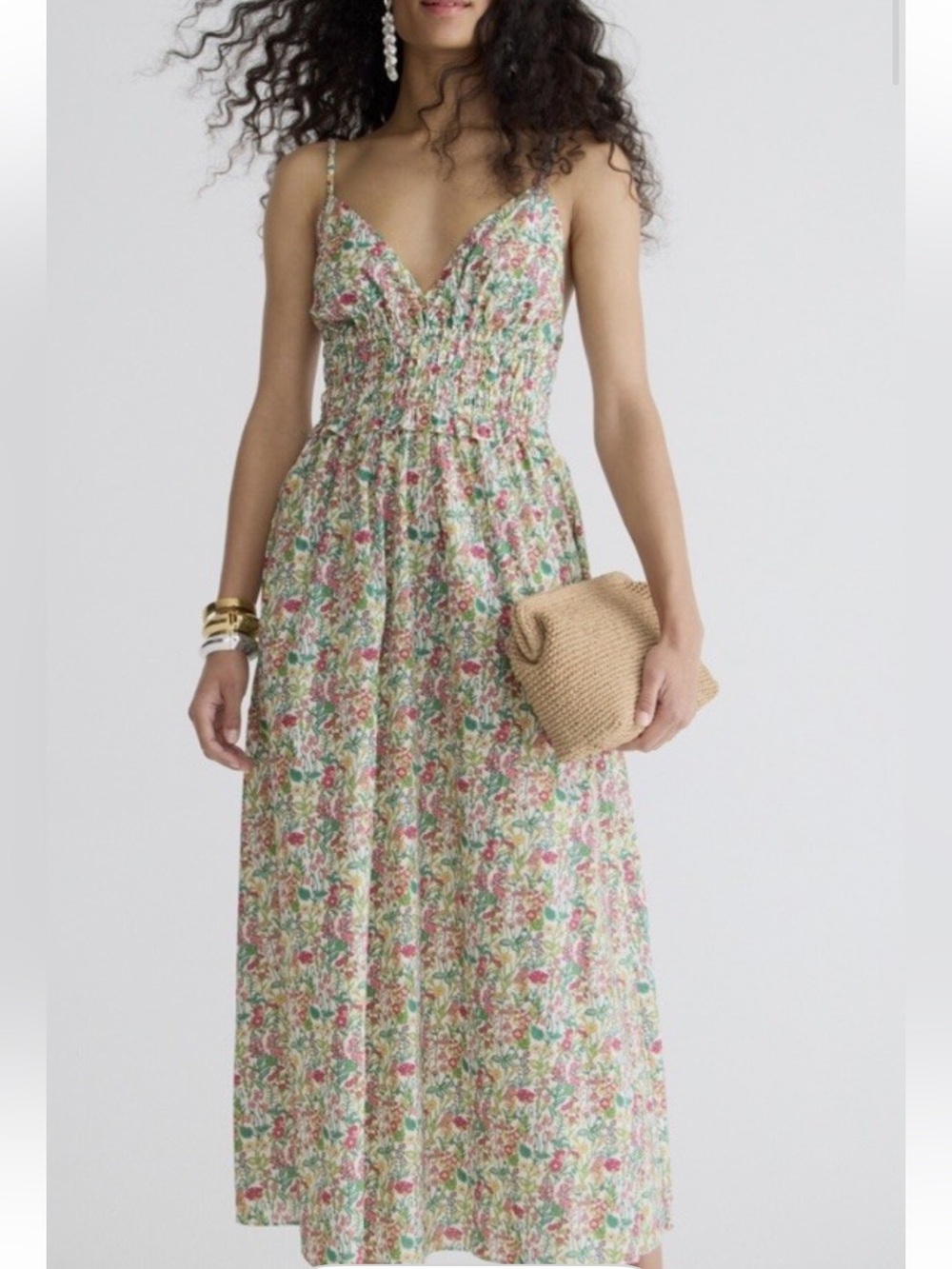 NWT J.Crew V-Neck Smocked-Waist Dress in Liberty® Fabric. Sz: 12